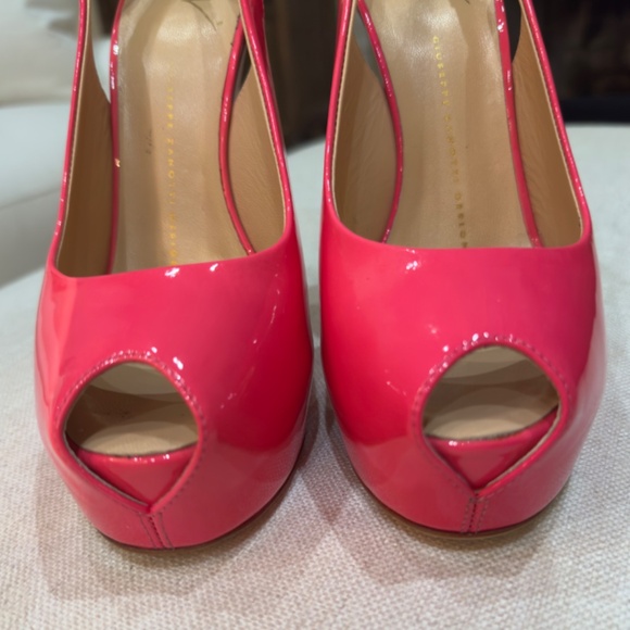 Giuseppe Zanotti ‘Monro’ Hot Pink Patent Peeptoe Slingback, NEW! 39/8 - Picture 7 of 9